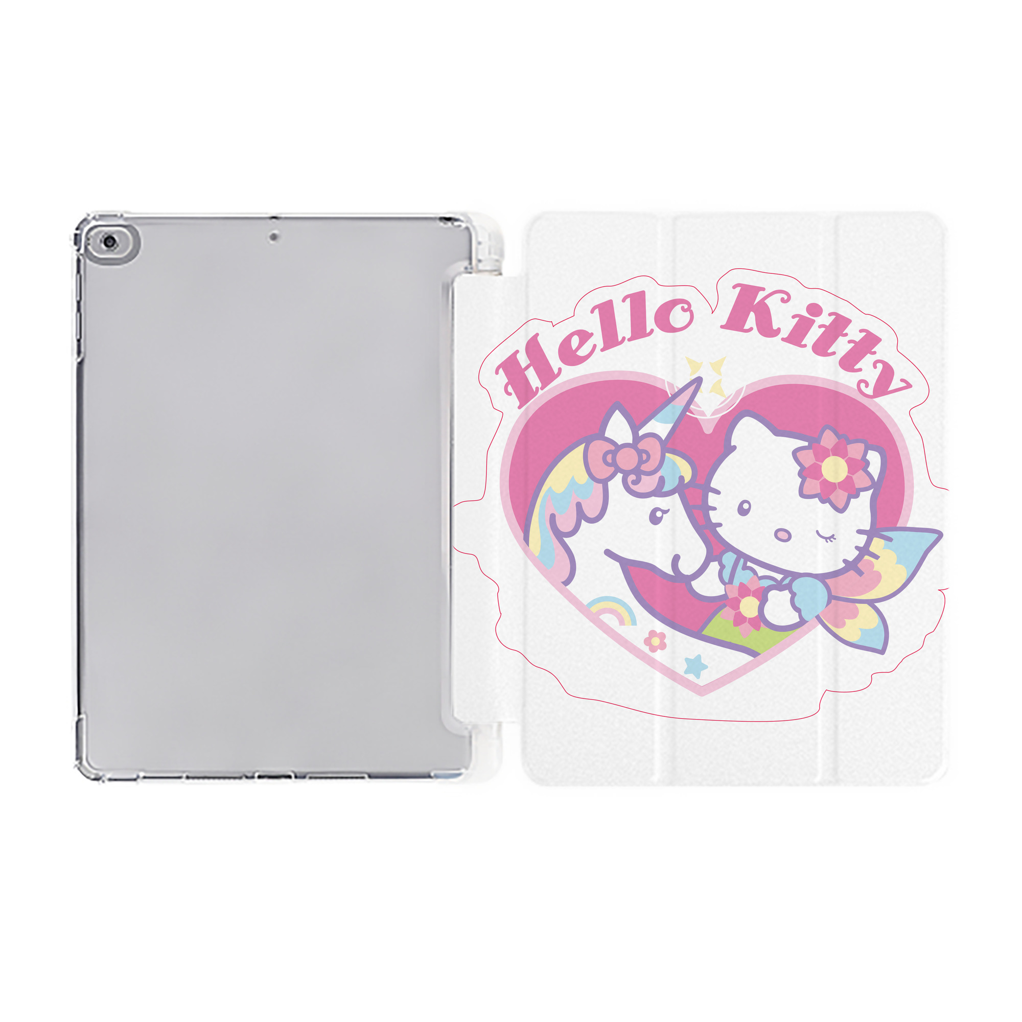 （画像用） Hello Kitty ハローキティ IPad ケース ペン収納付き 三つ折りスタンド PUレザー×シリコン 対応機種9.5/10.5/10.9インチ